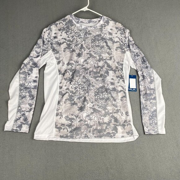 HUK Icon X Tide Change Fishing Performance Sun Shirt Whitesize Medium New - Picture 1 of 16